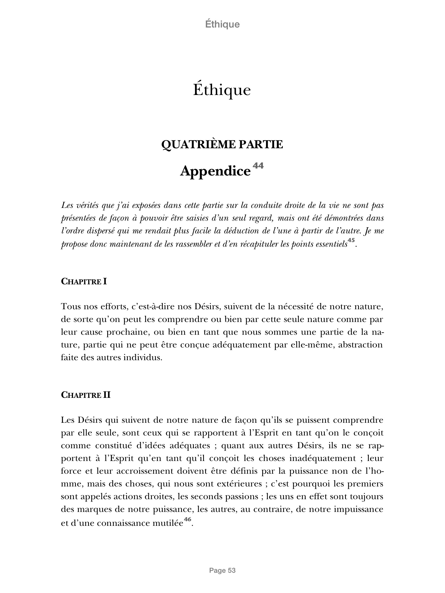 Appendice Des Livres 1 A 4 De L Ethique Baruch Spinoza