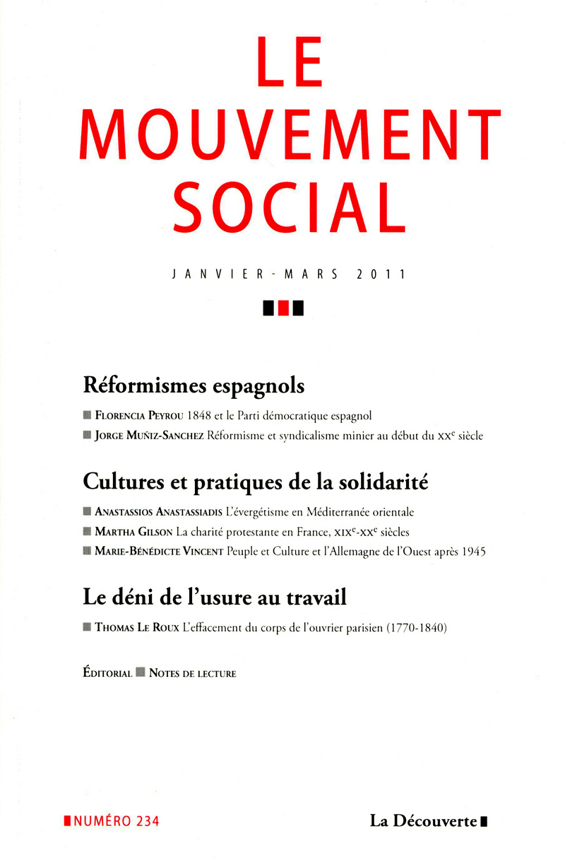 Varia. Réformismes espagnols. Cultures et pratiques de la solidarité. Le déni de l'usure au travail 