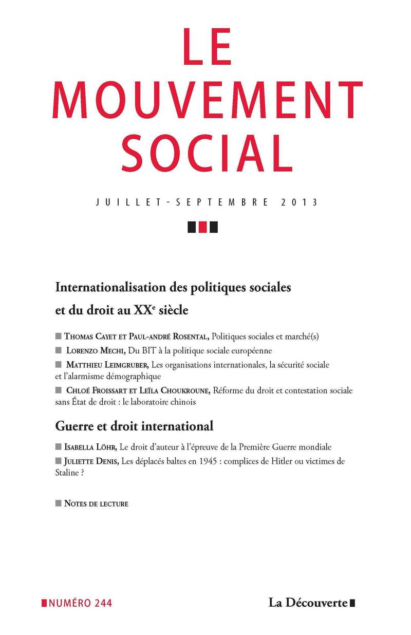 Internationalisation des politiques sociales et du droit au XXe siècle 